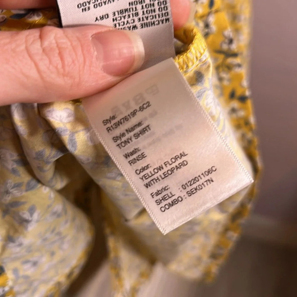 R13 Yellow Floral and Leopard Cotton Tony Button Down Shirt, Unisex Size Small - Picture 10 of 12